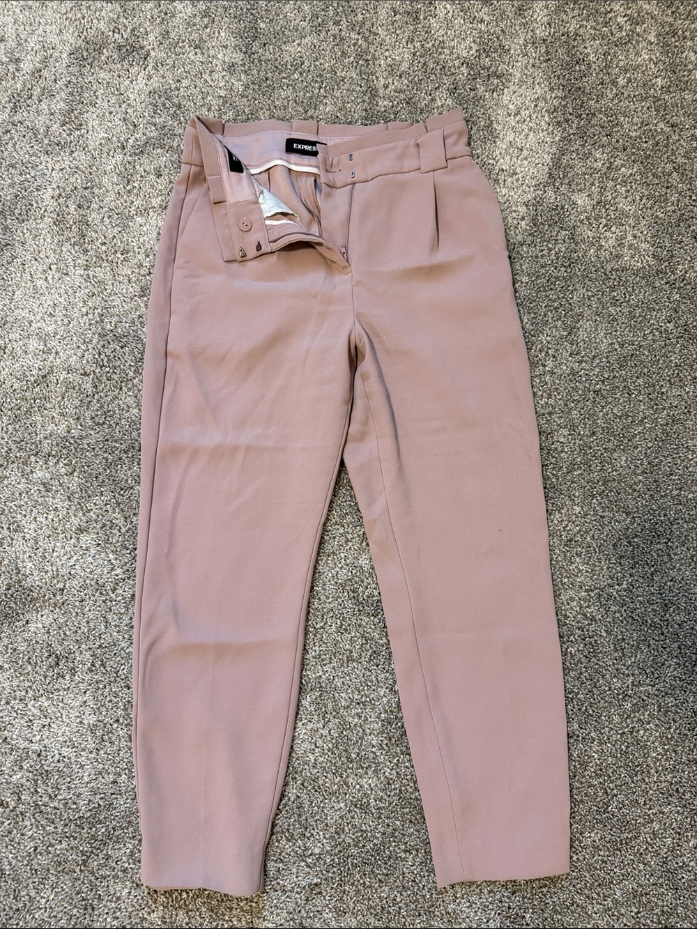 Express High-Rise Pleated Tapered Pants - Dusty Pink